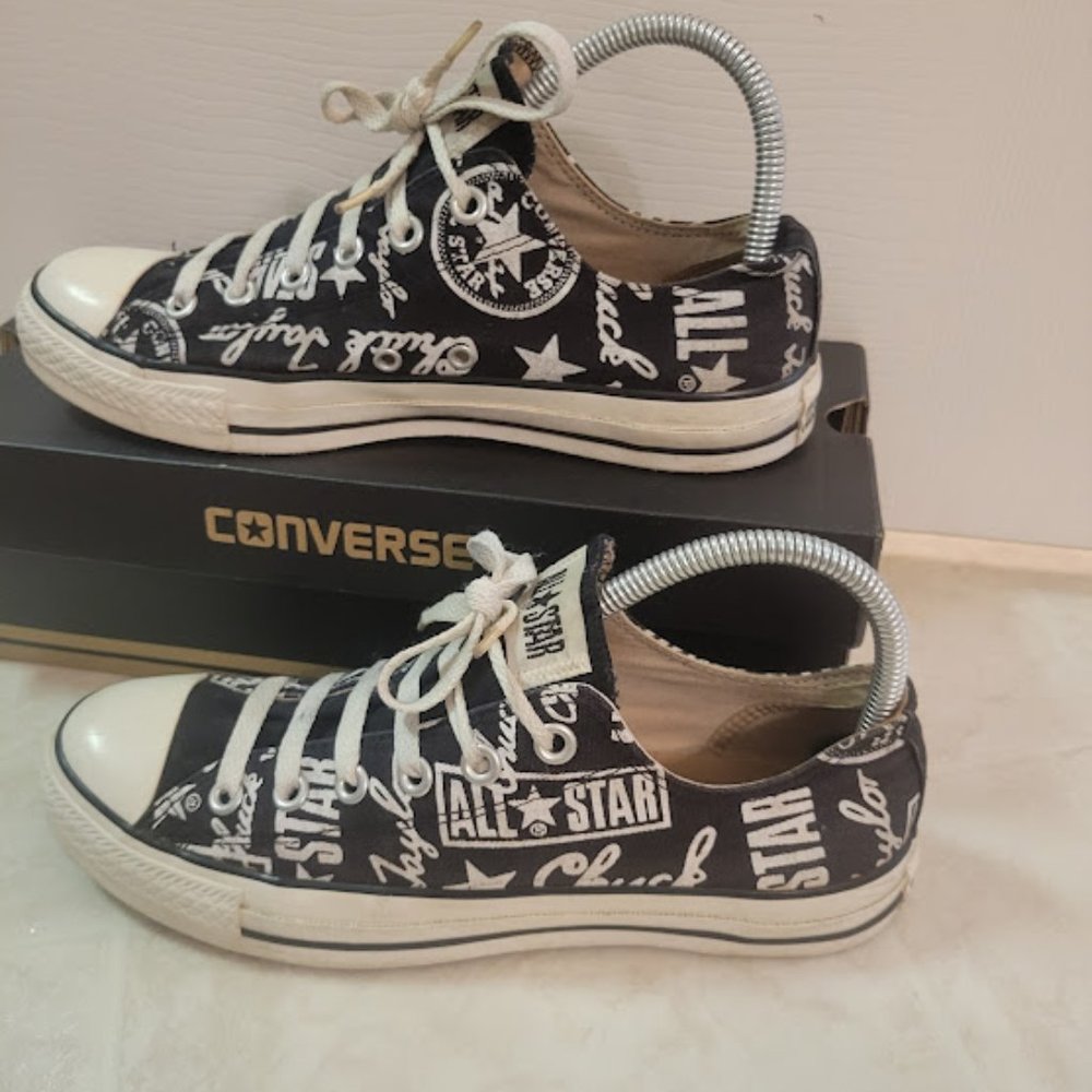 Black Converse with white writing Size 9 - Picture 2 of 6